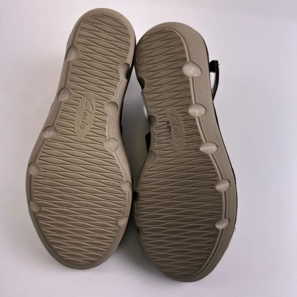 Clarks Artisan Clarene Glamour Wedge Black Nubuck Back Zip Platform Womens 8